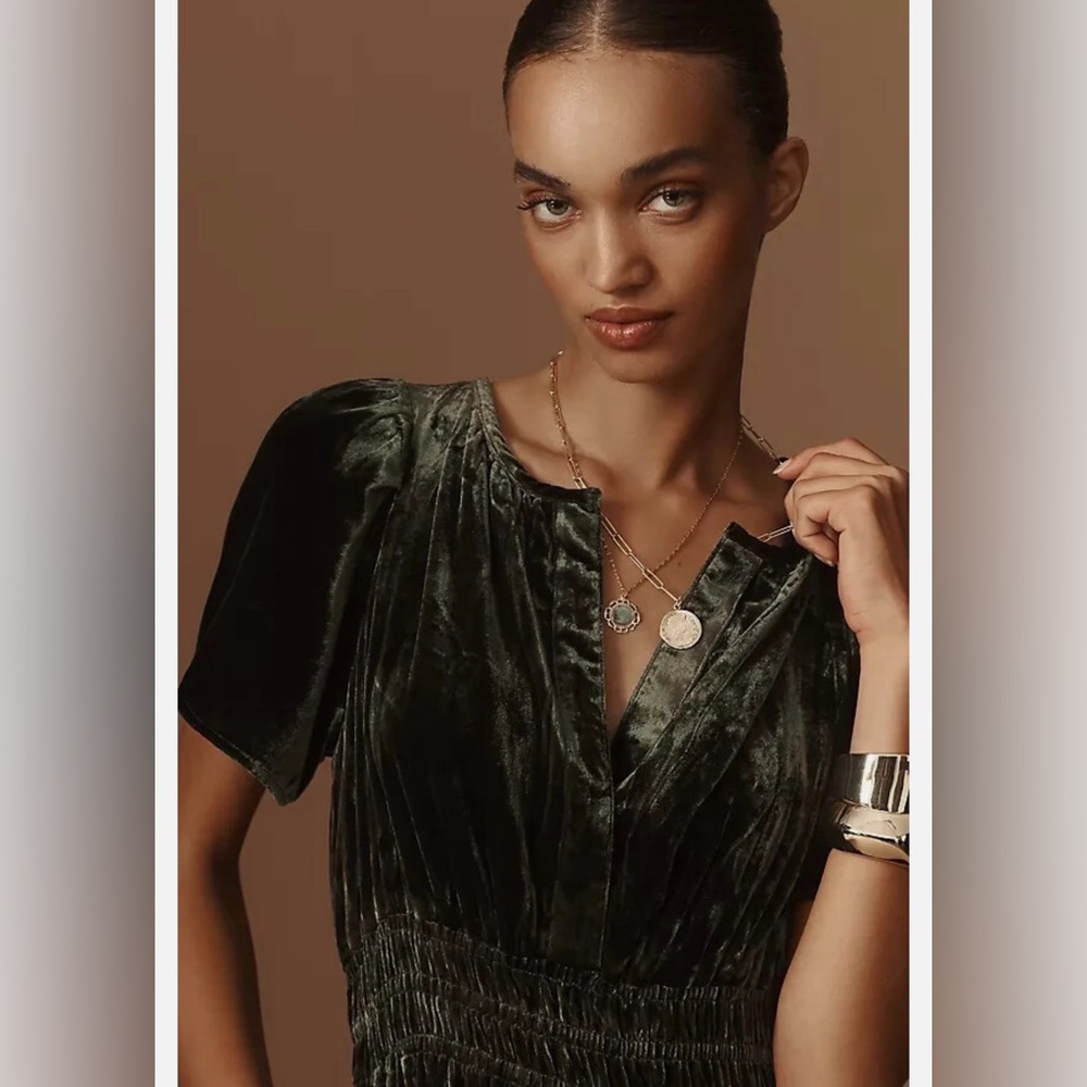 Anthropologie The Somerset Maxi Dress: Velvet Edition Dark Green - size XS - Picture 10 of 13